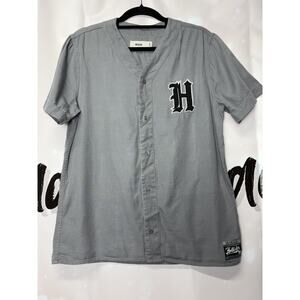 Hollister Vintage‎ Baseball Jersey Shirt Grey Logo Sportswear Y2K Sporty Medium